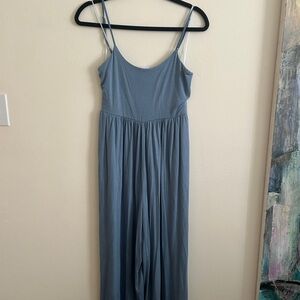 Blue Sleeveless Wide-Leg Jumpsuit